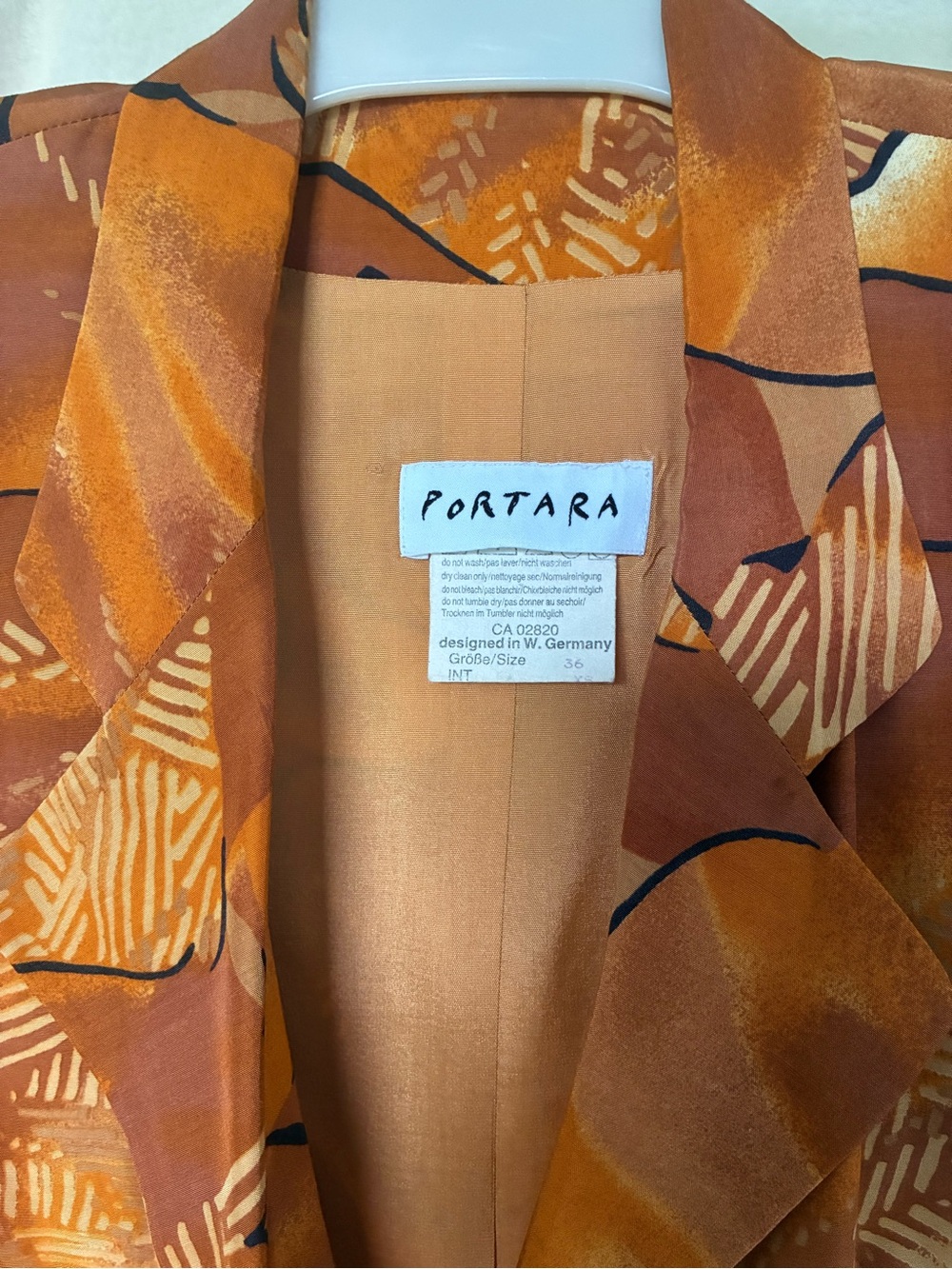 Women's Rust Patterned Single-Button Blazer - Picture 3 of 4